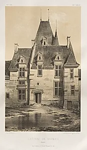 Architecture Pittoresque ou Monuments des XVeme. Et XVIeme. Siecles: Chateaux de France des XV et XVI Siecles: Pl. 97, Château de Baumais (Calvados) by Victor Petit (French, 1817–1874)