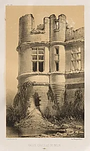 Architecture Pittoresque ou Monuments des XVeme. Et XVIeme. Siecles: Chateaux de France des XV et XVI Siecles: Pl. 99, Ancien Château de Belin (Sarthe) by Victor Petit (French, 1817–1874)