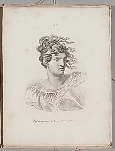 Art of the Lithograph: Head of an Amazon, Plate XIV  by Alois Senefelder (German, 1771–1834)