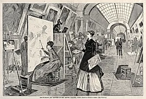Art Students and Copyists in the Louvre Gallery, Paris by Winslow Homer (American, 1836–1910)