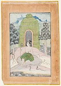 Ascetic Princess with Snakes in a Wilderness: Asavari Ragini, from a Ragamala by Unknown Artist