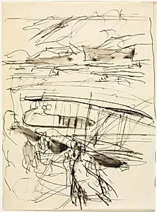 Avions reposant sur le terrain (verso) by Auguste Louis Lepère (French, 1849–1918)