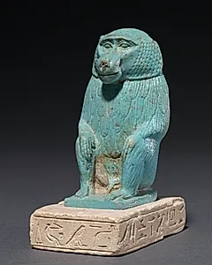 Baboon on a Limestone Base by Unknown Artist