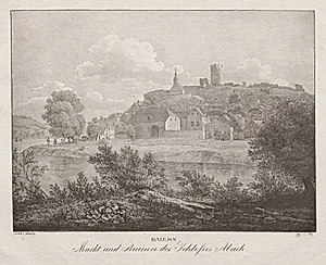 Baiern, Markt und Ruinen des Schlosses Abach by Jakob Alt (Austrian, 1789–1872)