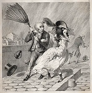 Bambochades:  Vois-tu que mon baromêtre est au beau!...c'est un riche temps pour les biens de la terre!!! by Clémente Pruche (French, 1831–1870)