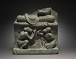 Base for a Seated Buddha with Figures of Ascetics by Unknown Artist