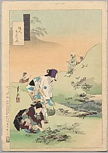 Beauties Harvesting Bracken, from the series Gekkō’s Miscellaney by Ōgata Gekkō (Japanese, 1859–1920)