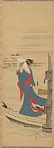 Beauty in a Boat on Sumida River by Chōbunsai Eishi (Japanese, 1756–1829)