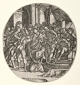Beheading of Saint Catherine by Domenico Campagnola (Italian, 1500–1564)