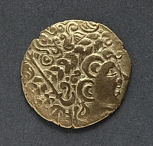 Bellovaci Stater: Degenerate Head in Imitation of Apollo (obverse) by Unknown Artist