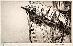 Bending the Foresail by Arthur John Trevor Briscoe (British, 1873–1943)