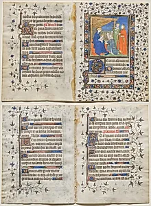 Bifolio from a Book of Hours: Adoration of the Magi (recto); Text (verso) by Boucicaut Master (French, Paris, active about 1410–25)