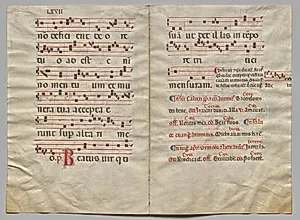 Bifolio from a Gradual:  Music and Text (verso) by Unknown Artist