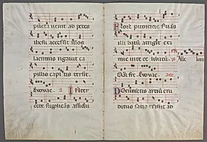 Bifolium from an Antiphonary: Music by Primo Miniatore di San Domenico (Italian)