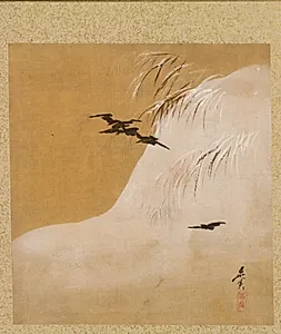 Birds in Snow from Album of Paintings by the Venerable Zeshin