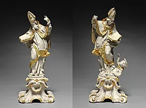Bishop Saint Statuette Pair