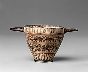 Black-Figure Kotyle (Drinking Cup): Animal Friezes by Shoe Lane Painter (Greek, early-mid 1900s)