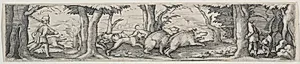 Boar Hunt by Virgilius Solis (German, 1514–1562)