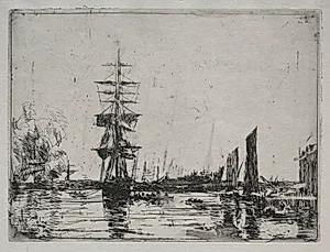 Boats at Anchor by Eugène Boudin (French, 1824–1898)