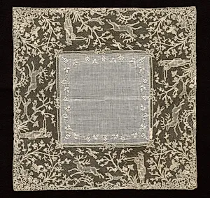 Bobbin and Embroidery Lace Handkerchief by Unknown Artist