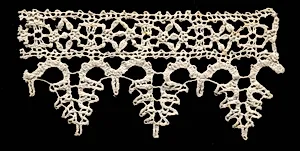 Bobbin Lace Insertion with Edging of Points by Unknown Artist
