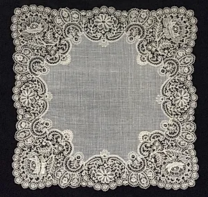 Bobbin (Point Duchesse) and Point Lace Handkerchief by Unknown Artist