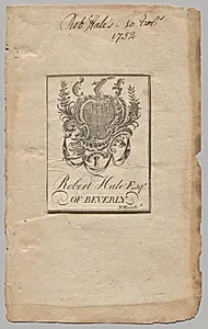 Bookplate:  Coat of Arms with Robert Hale, Esq. inscribed by Nathaniel Hurd (American, 1730–1778)