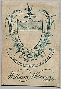 Bookplate:  Coat of Arms with William Wetmore inscribed below by Paul Revere II (American, 1735–1818)