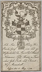 Bookplate: Johan. Jac. Franz-Joseph, Reichs-Graf von Westerhold by Unknown Artist