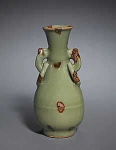 Bottle Vase with Ornamental Ring Handles:  Longquan Ware by Unknown Artist