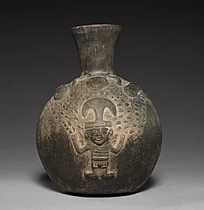 Bottle with Figure in Relief by Unknown Artist