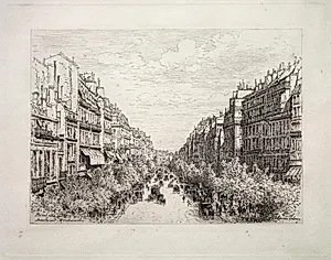 Boulevard Montmartre by Maxime Lalanne (French, 1827–1886)