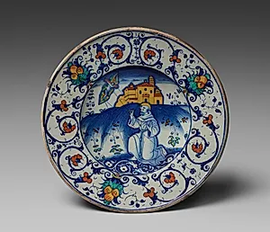 Bowl Depicting Saint Francis Receiving Stigmata by Unknown Artist