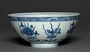 Bowl (wan) with Water Plants and Arabesques by Unknown Artist