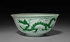 Bowl with Dragons in Waves by Unknown Artist