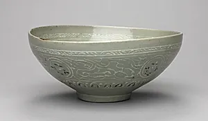 Bowl with Inlaid Cranes and Clouds Design by Unknown Artist
