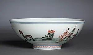 Bowl with Xiwangmu and Attendants by Unknown Artist