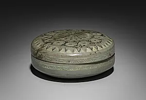 Box and Cover with Inlaid Chrysanthemum and Scroll Design by Unknown Artist
