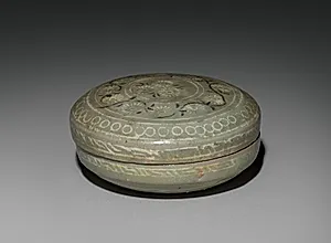 Box and Cover with Inlaid Chrysanthemum and Scroll Design by Unknown Artist