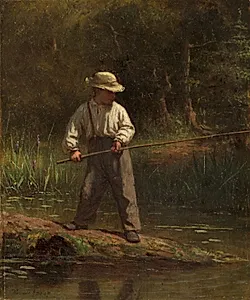 Boy Fishing by Eastman Johnson (American, 1824–1906)