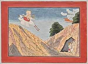 Brahma Hides the Cowherds and the Calves in the Cave, page from a  Bhagavata Purana by Unknown Artist