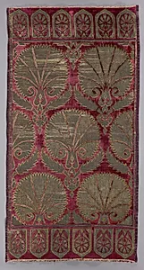 Brocaded velvet cushion cover with carnations by Unknown Artist