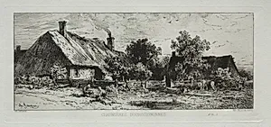 Burgundian Cottages by Charles-Émile Jacque (French, 1813–1894)