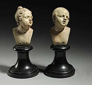 Bust Pair: Head of a Man and Head of a Woman by Unknown Artist