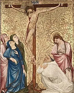Calvary with a Carthusian Monk by Jean de Beaumetz (French, c. 1335–1396)
