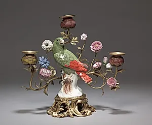 Candelabras with Parrots by Meissen Porcelain Factory (German, est. c. 1710)