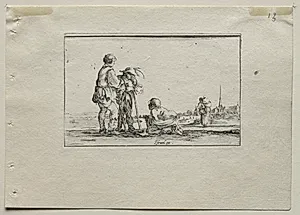 Caprices:  Two Standing Beggars and a Cripple by Stefano Della Bella (Italian, 1610–1664)