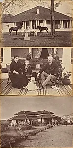 Captain Falkner's Bungalow, Neemuch (recto, top); Col. Carpendale and family, Neemuch (recto, bottom); Major Creagh's home, Mhon (verso) by Raja Deen Dayal (Indian, 1844–1905)