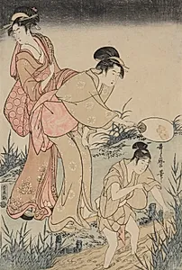 Catching Fireflies Beneath a Willow Tree (right) by Kitagawa Utamaro (Japanese, c. 1754–1806)