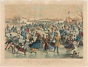 Central Park, Winter:  The Skating Pond by Nathaniel Currier (American, 1813–1888)